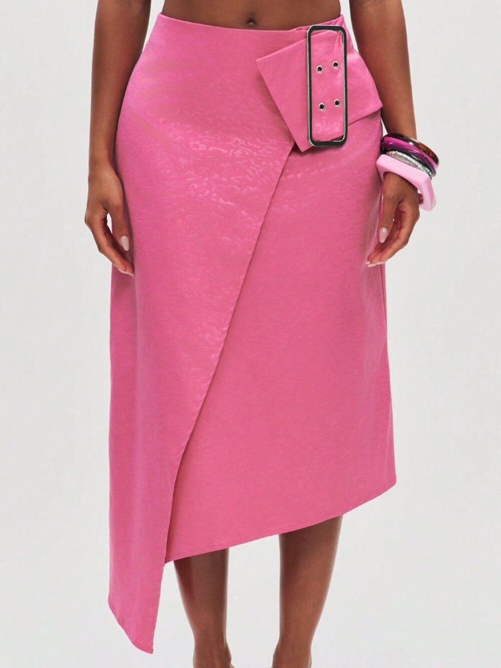 Pink Elegant Women's Asymmetrical Midi Skirt